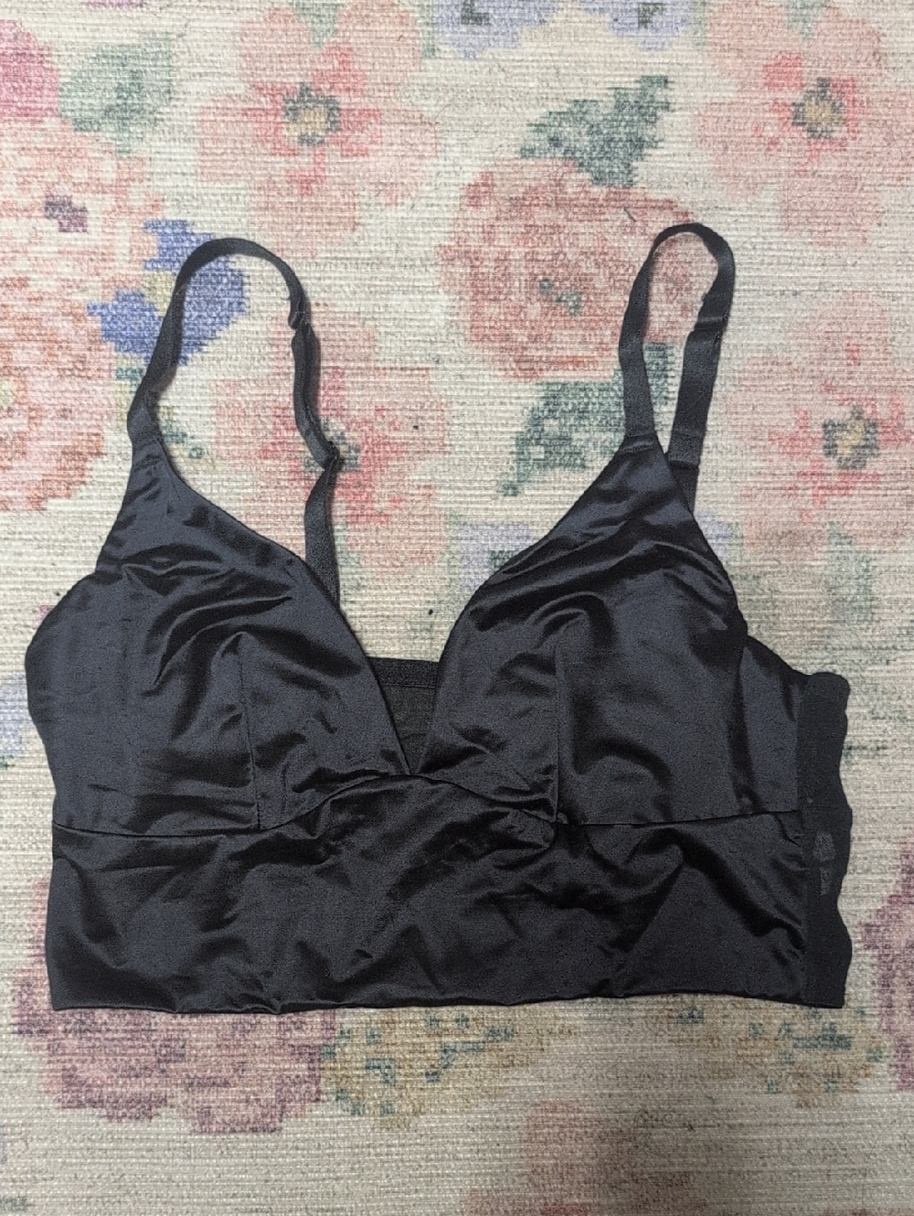 Auden Black Satin Bralette - Wireless Comfort